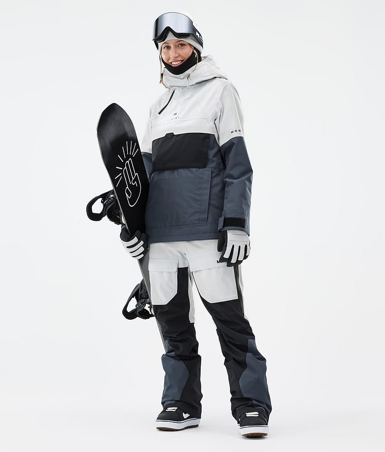 Montec Dune W Snowboardjakke Dame Light Grey/Black/Metal Blue Renewed, Bilde 3 av 9