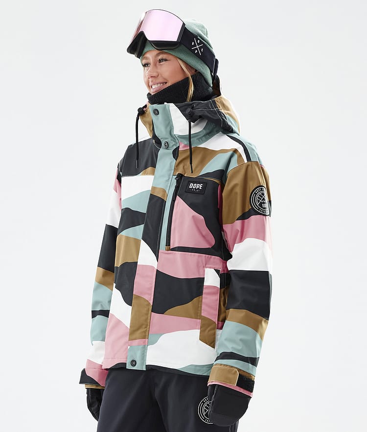 Dope Blizzard W Full Zip Snowboardjakke Dame Shards Gold Muted Pink Renewed, Bilde 1 av 9