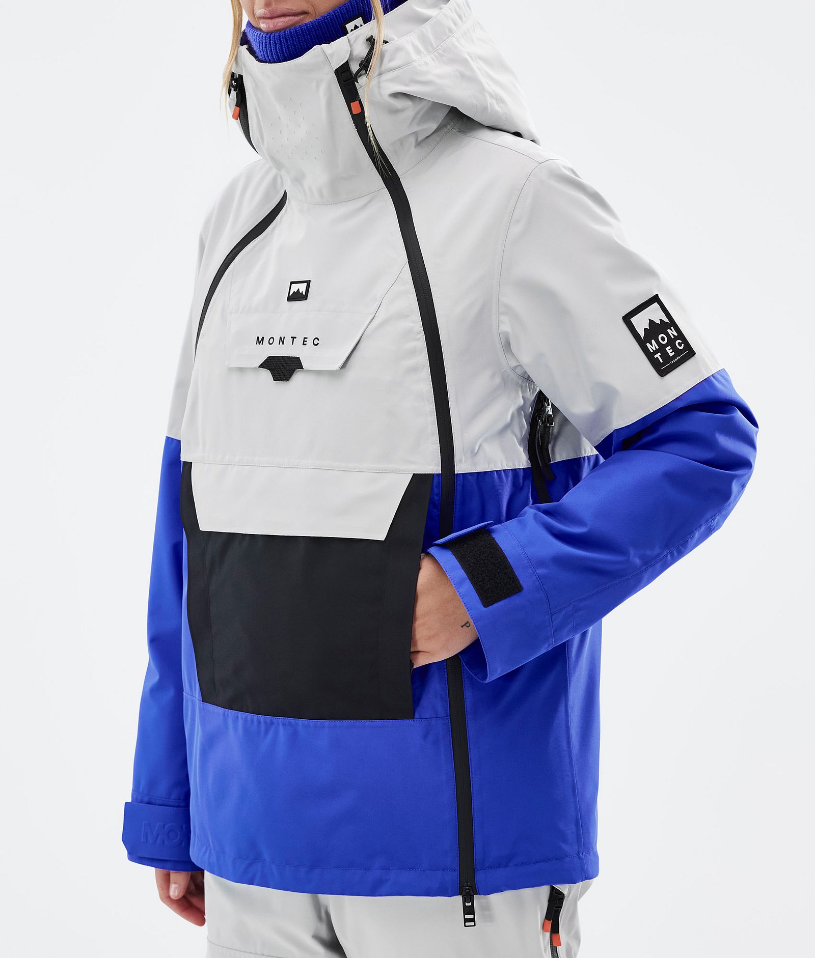 Montec Doom W Snowboardjakke Dame Light Grey/Black/Cobalt Blue Renewed, Bilde 8 av 11