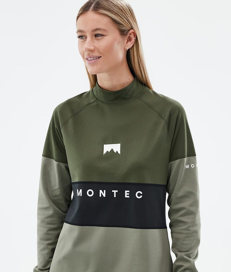 Montec Alpha W Superundertøy overdel Dame Olive Green/Black/Greenish, Bilde 2 av 5