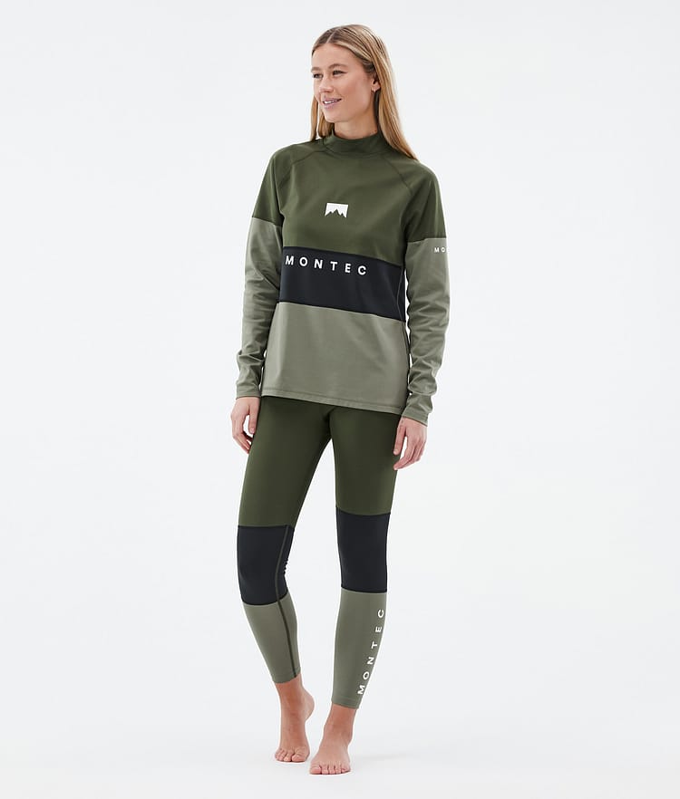 Montec Alpha W Superundertøy overdel Dame Olive Green/Black/Greenish, Bilde 3 av 5