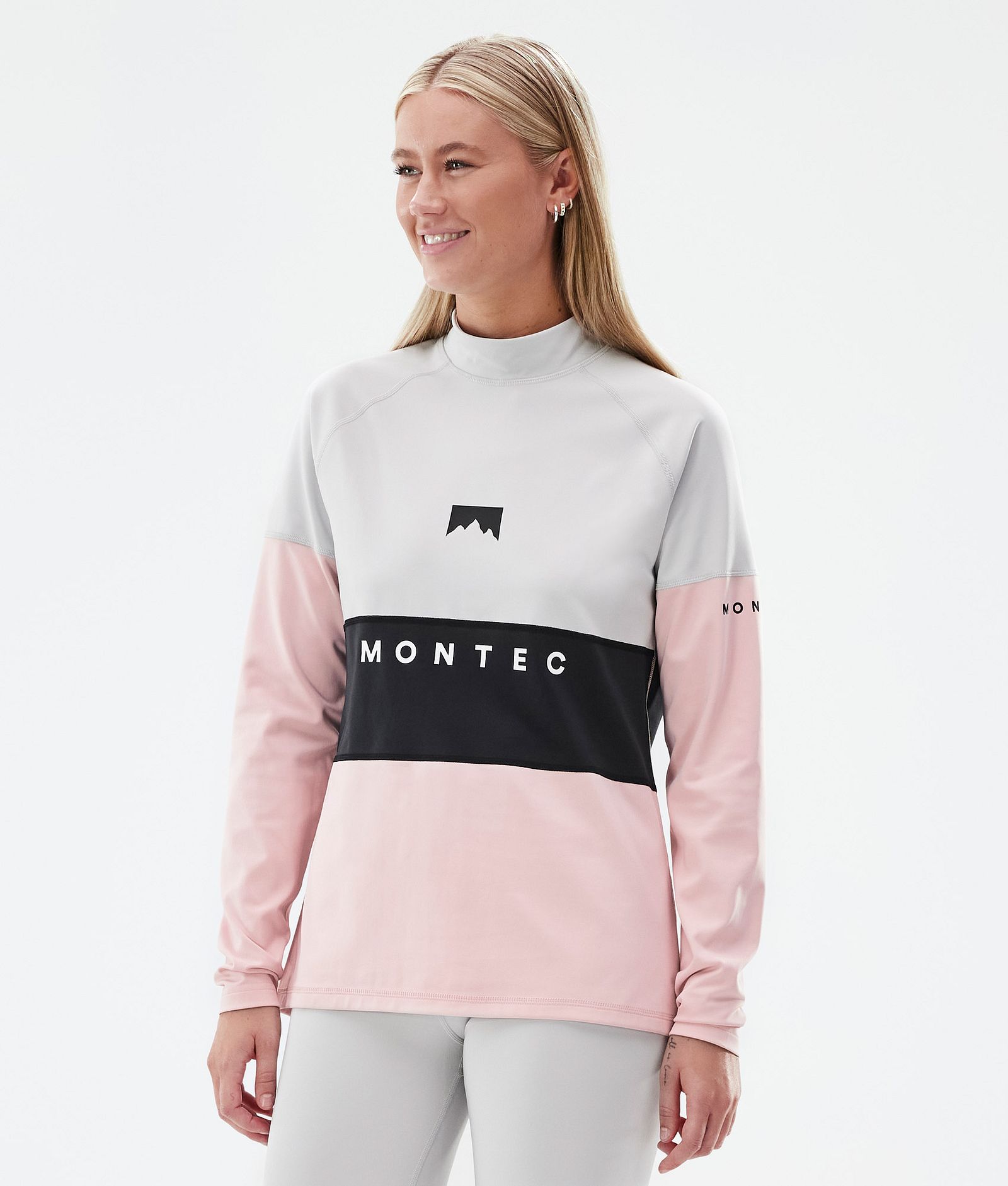Montec Alpha W Superundertøy overdel Dame Light Grey/Black/Soft Pink