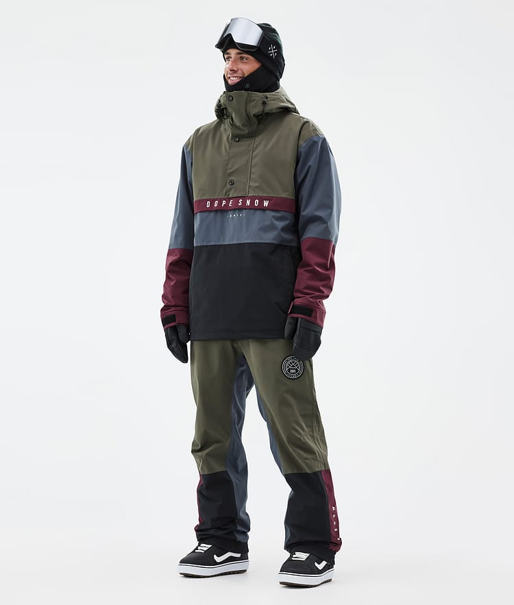 Dope Legacy Track Snowboardjakke Herre Olive Green/Burgundy/Metal Blue/Black