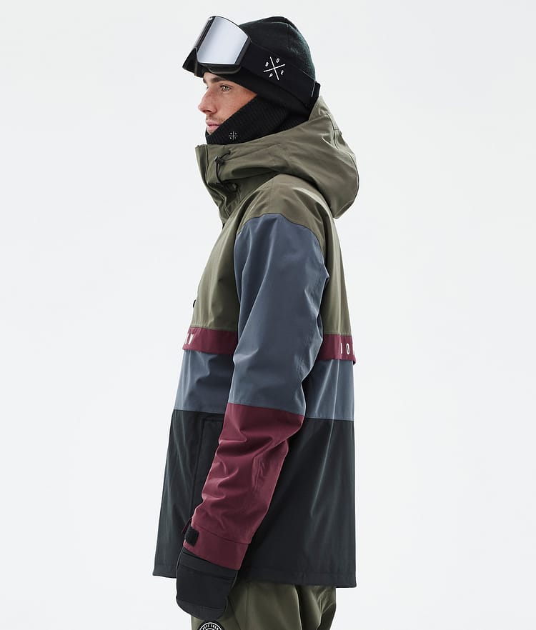 Dope Legacy Track Snowboardjakke Herre Olive Green/Burgundy/Metal Blue/Black, Bilde 6 av 8