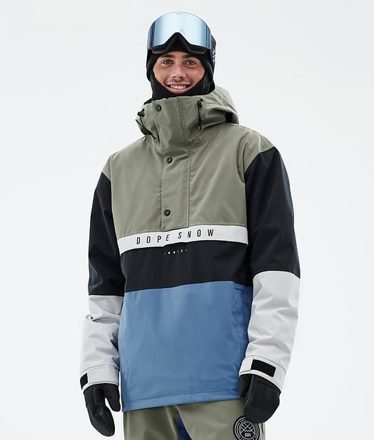 Dope Legacy Track Snowboardjakke Greenish/Light Grey/Black/Blue Steel