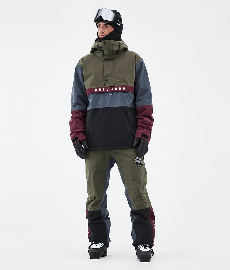 Dope Blizzard Track Skibukse Herre OIive Green/Burgundy/Metal Blue/Black