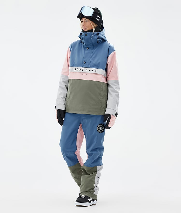 Dope Blizzard Track W Snowboardbukse Dame Blue Steel/Light Grey/Soft Pink/Greenish