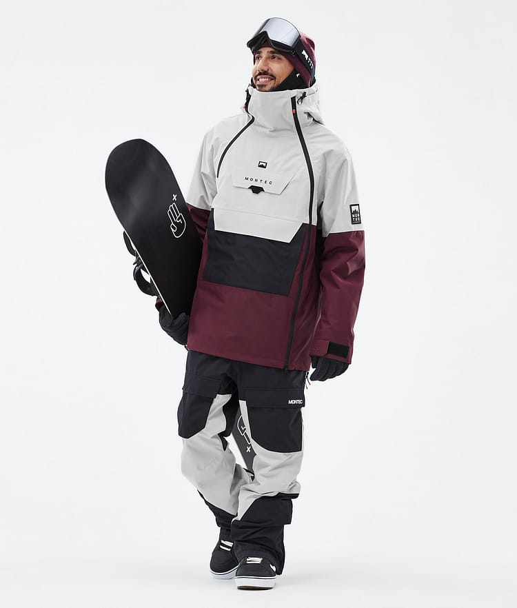Montec Doom Snowboardjakke Herre Light Grey/Black/Burgundy Renewed, Bilde 3 av 11