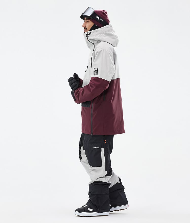 Montec Doom Snowboardjakke Herre Light Grey/Black/Burgundy Renewed, Bilde 4 av 11