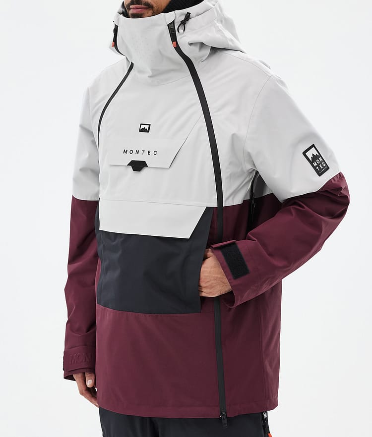 Montec Doom Snowboardjakke Herre Light Grey/Black/Burgundy Renewed, Bilde 8 av 11