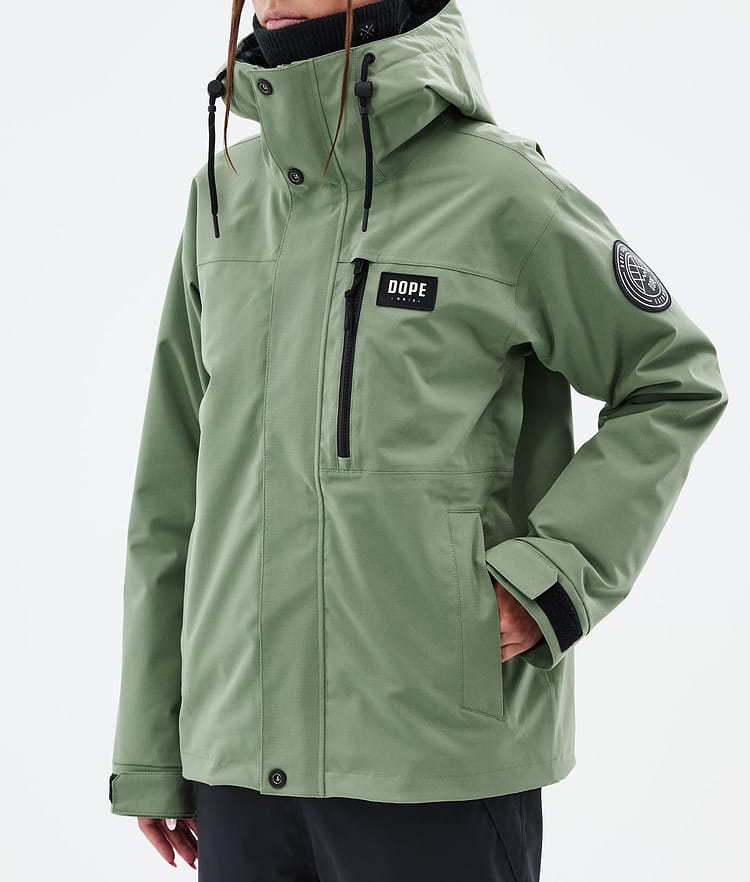 Dope Blizzard W Full Zip 24 Snowboardjakke Dame Moss Green, Bilde 7 av 9