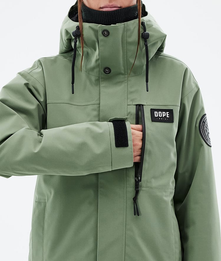 Dope Blizzard W Full Zip 24 Snowboardjakke Dame Moss Green, Bilde 8 av 9