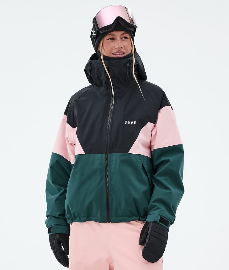 Dope Spartan W Snowboardjakke Dame Sport Black/Soft Pink/Bottle Green, Bilde 1 av 8