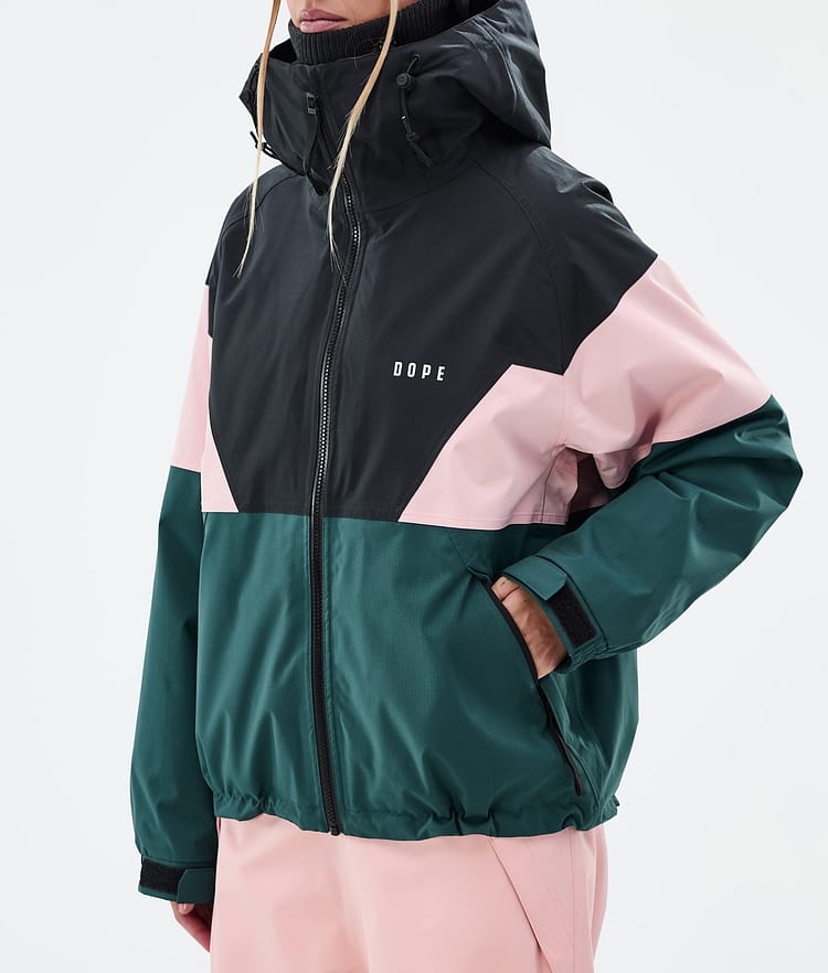 Dope Spartan W Snowboardjakke Dame Sport Black/Soft Pink/Bottle Green, Bilde 7 av 8