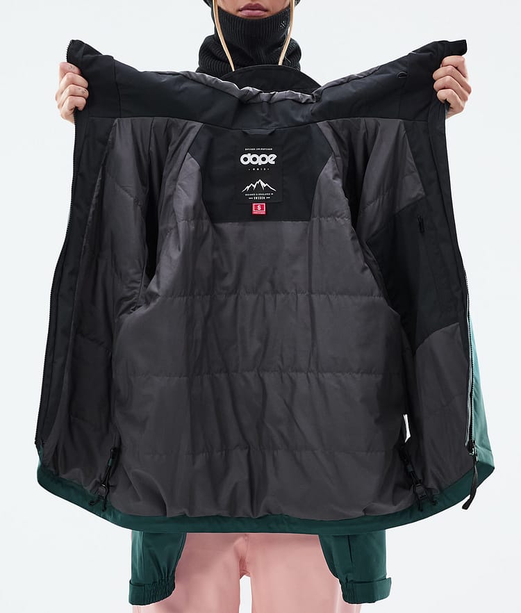 Dope Spartan W Snowboardjakke Dame Sport Black/Soft Pink/Bottle Green, Bilde 8 av 8