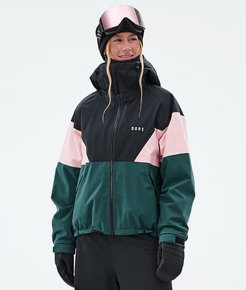 Dope Spartan W Skijakke Dame Sport Black/Soft Pink/Bottle Green