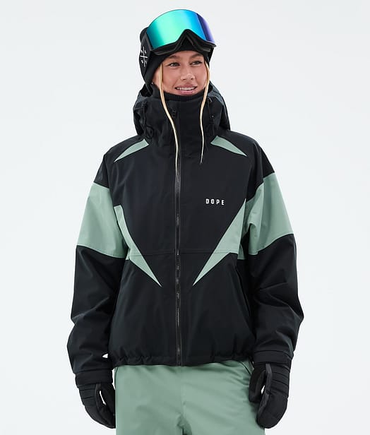 Dope Spartan W Snowboardjakke Dame Spike Black/Faded Green