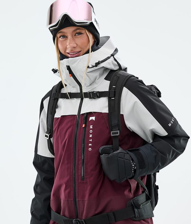 Montec Oracle W Snowboardjakke Dame Light Grey/Black/Burgundy, Bilde 2 av 10