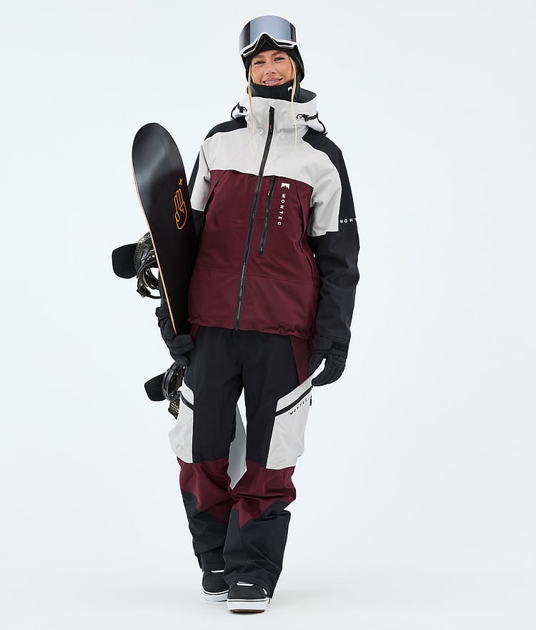 Montec Oracle W Snowboardjakke Dame Light Grey/Black/Burgundy, Image 2 of 9
