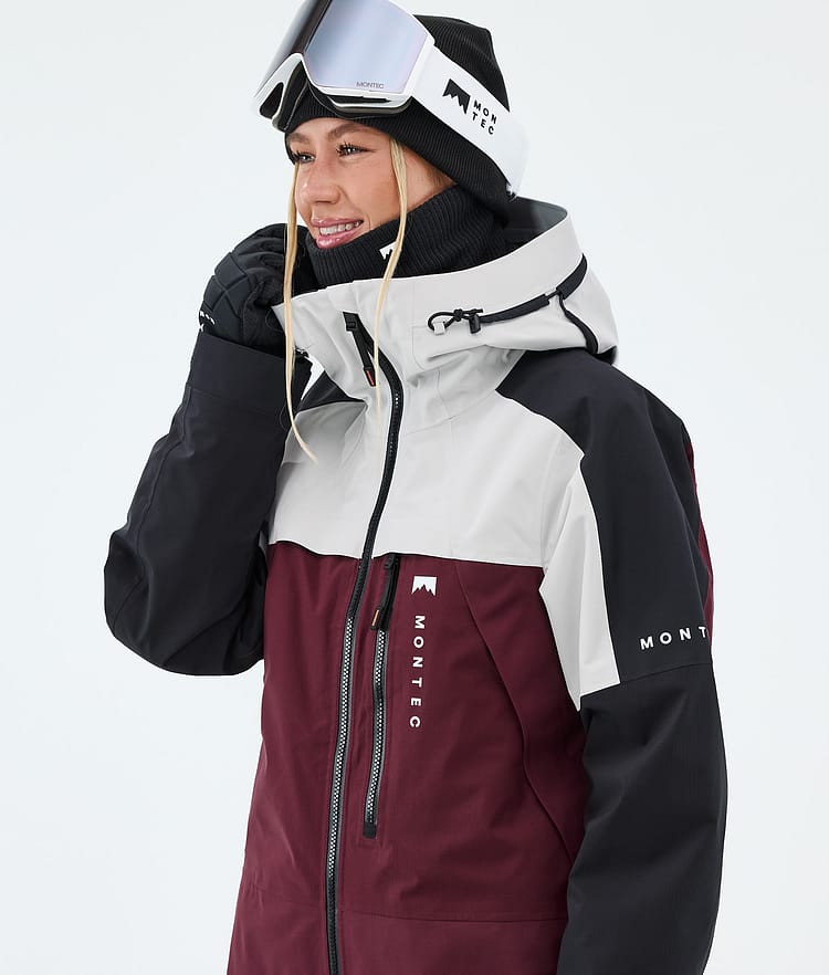 Montec Oracle W Snowboardjakke Dame Light Grey/Black/Burgundy, Image 4 of 9