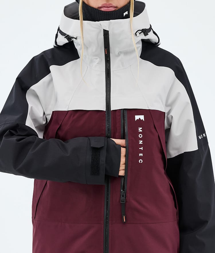 Montec Oracle W Snowboardjakke Dame Light Grey/Black/Burgundy, Image 8 of 9