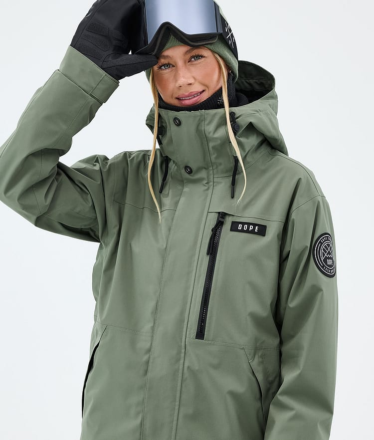 Dope Blizzard W Full Zip Snowboardjakke Dame Moss Green, Image 4 of 9