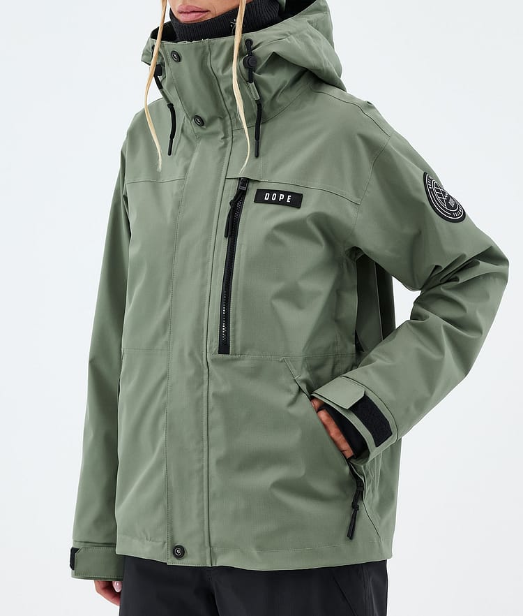 Dope Blizzard W Full Zip Snowboardjakke Dame Moss Green, Image 7 of 9