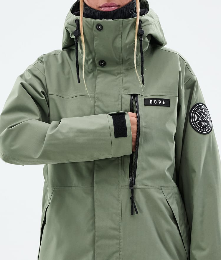 Dope Blizzard W Full Zip Snowboardjakke Dame Moss Green, Bilde 8 av 9
