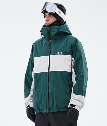 Dope Spartan Snowboardjakke Herre Stripe Bottle Green/Light Grey