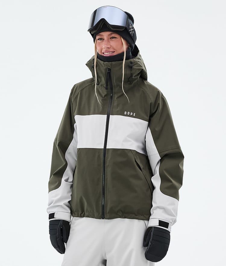 Dope Spartan W Skijakke Dame Stripe Olive Green/Light Grey, Bilde 1 av 9
