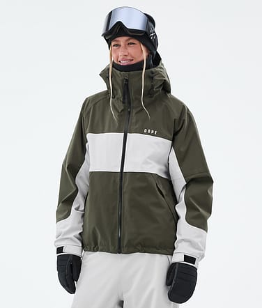 Dope Spartan W Snowboardjakke Dame Stripe Olive Green/Light Grey