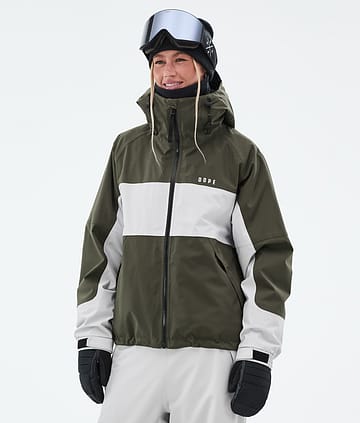 Dope Spartan W Snowboardjakke Stripe Olive Green/Light Grey