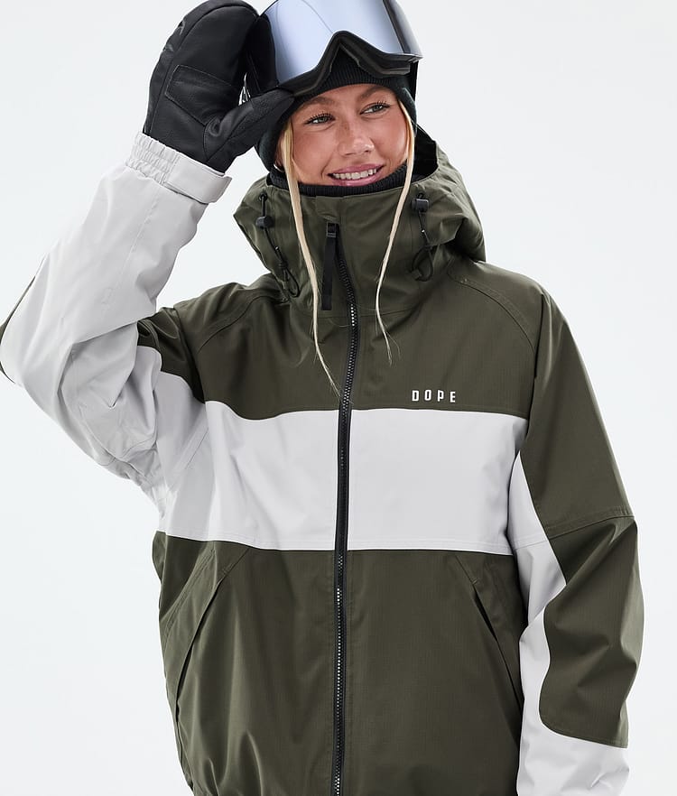 Dope Spartan W Skijakke Dame Stripe Olive Green/Light Grey, Bilde 2 av 9