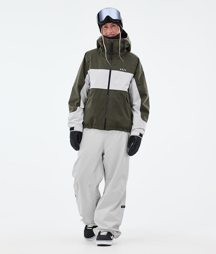 Dope Spartan W Snowboardjakke Dame Stripe Olive Green/Light Grey, Bilde 3 av 9