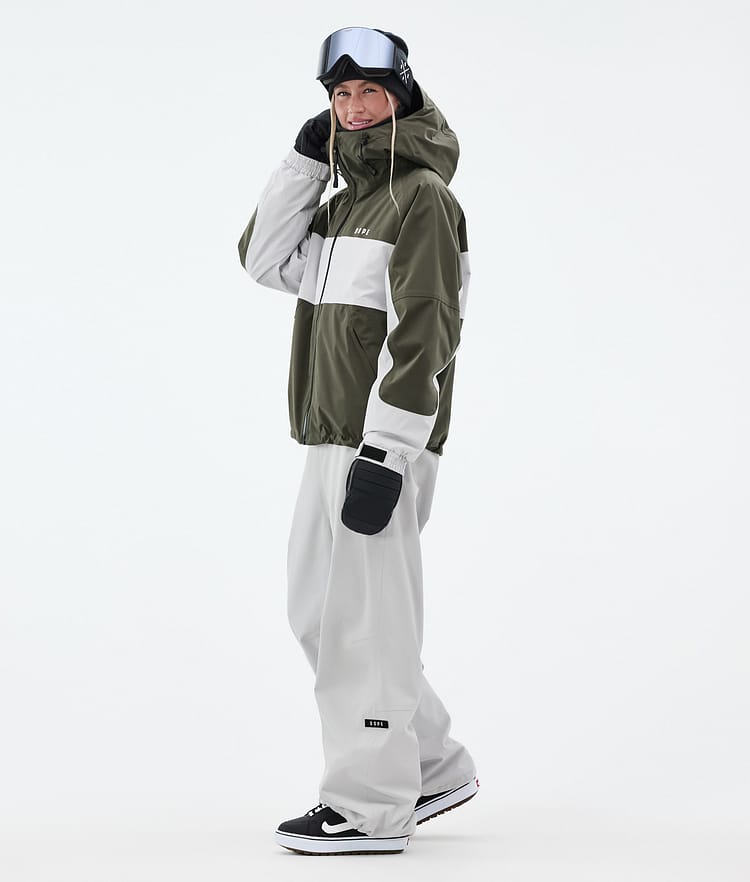 Dope Spartan W Snowboardjakke Dame Stripe Olive Green/Light Grey, Bilde 4 av 9