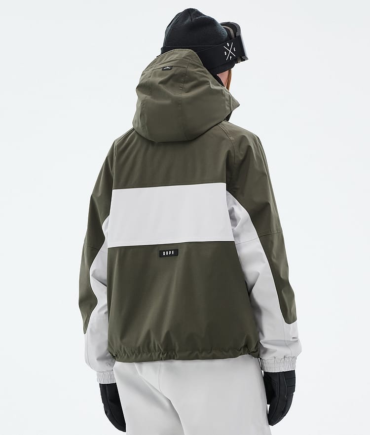 Dope Spartan W Snowboardjakke Dame Stripe Olive Green/Light Grey, Bilde 7 av 9