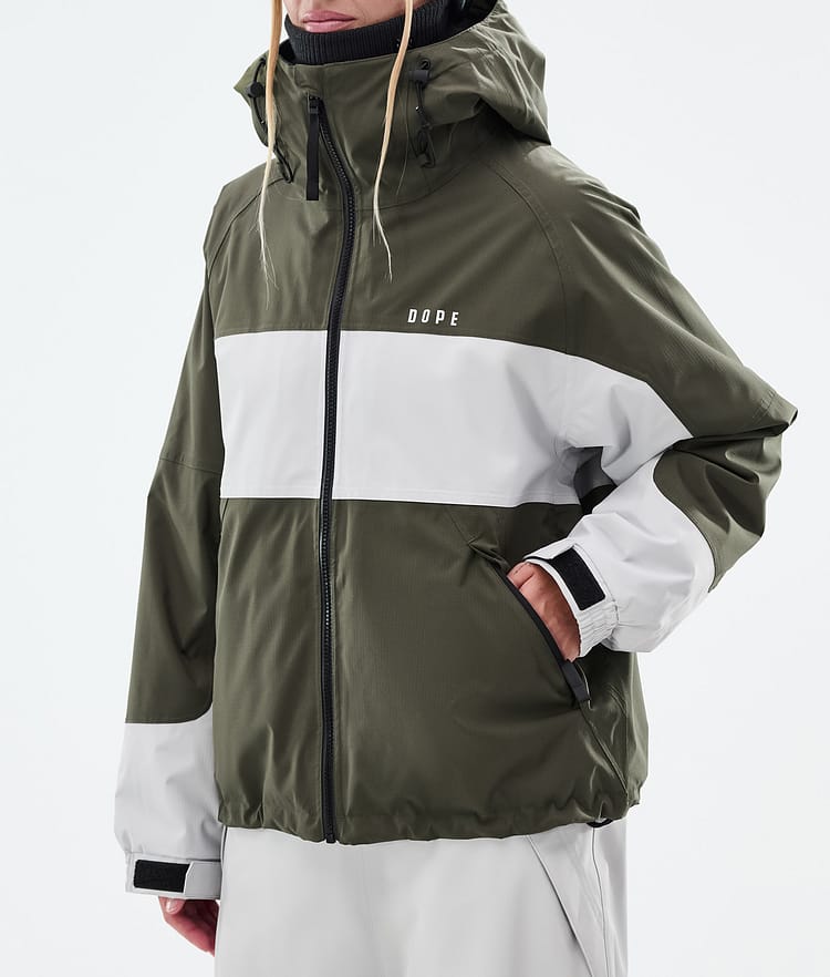 Dope Spartan W Snowboardjakke Dame Stripe Olive Green/Light Grey, Bilde 8 av 9
