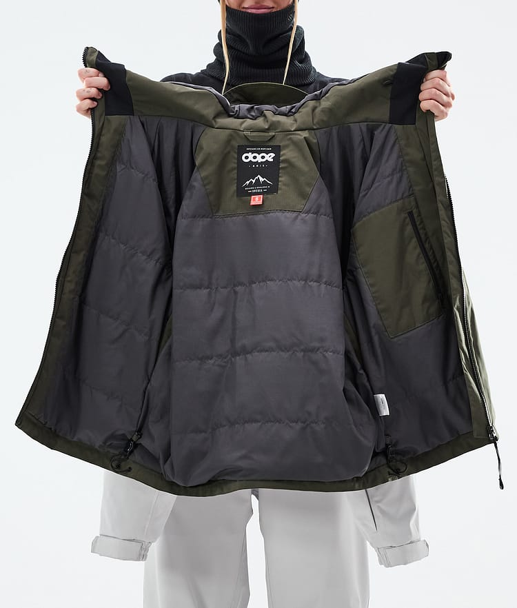 Dope Spartan W Snowboardjakke Dame Stripe Olive Green/Light Grey, Bilde 9 av 9