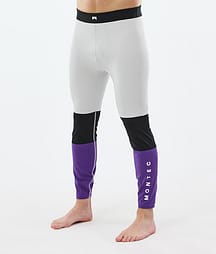 Montec Alpha Superundertøy bukse Herre Light Grey/Black/Vivid Purple
