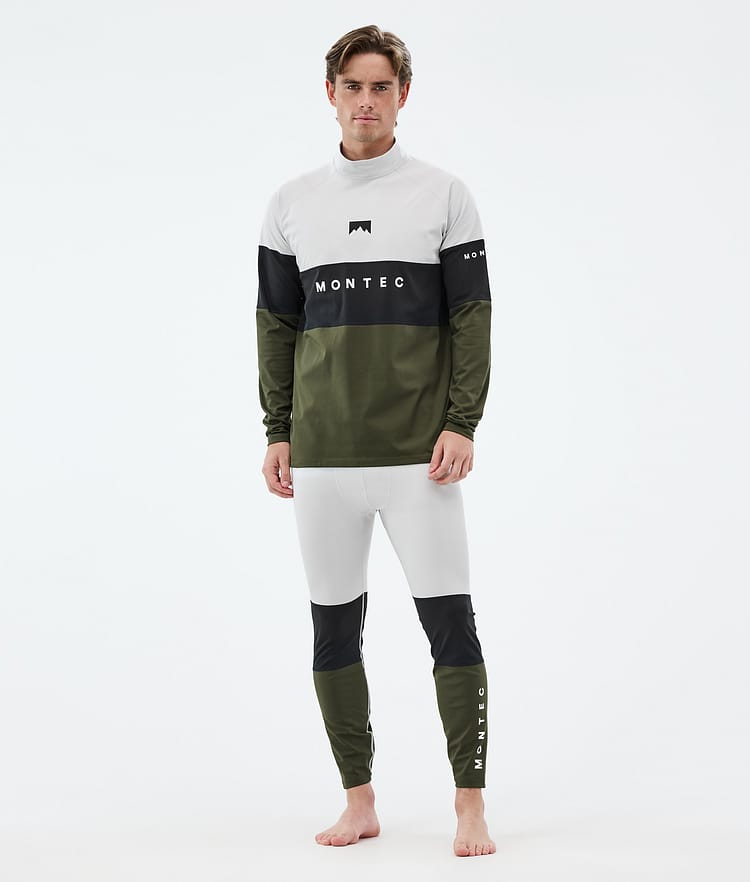 Montec Alpha Superundertøy overdel Herre Light Grey/Black/Olive Green, Bilde 3 av 5