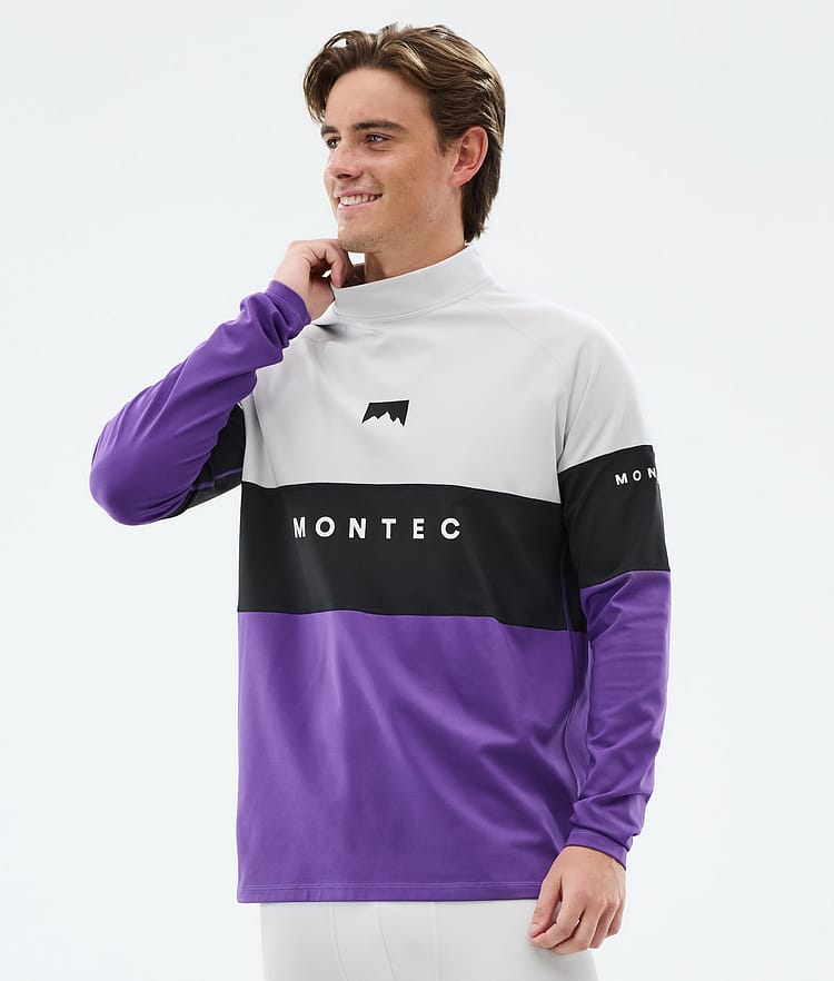 Montec Alpha Superundertøy overdel Herre Light Grey/Black/Vivid Purple, Bilde 1 av 5