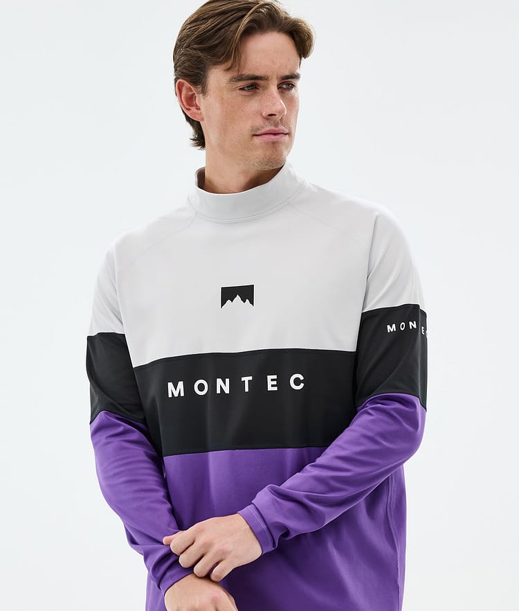Montec Alpha Superundertøy overdel Herre Light Grey/Black/Vivid Purple, Bilde 2 av 5