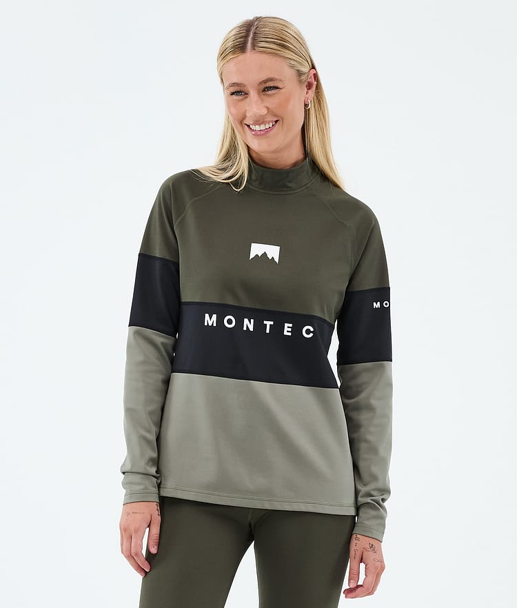 Montec Alpha W Superundertøy overdel Dame Olive Green/Black/Greenish, Bilde 2 av 5
