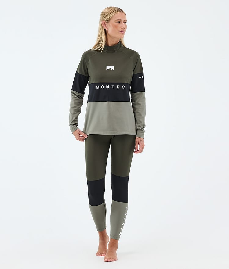 Montec Alpha W Superundertøy overdel Dame Olive Green/Black/Greenish, Bilde 3 av 5