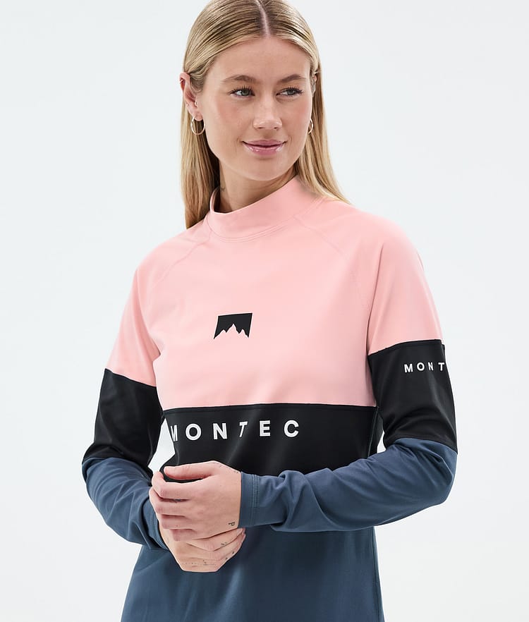 Montec Alpha W Superundertøy overdel Dame Soft Pink/Black/Metal Blue, Bilde 2 av 5