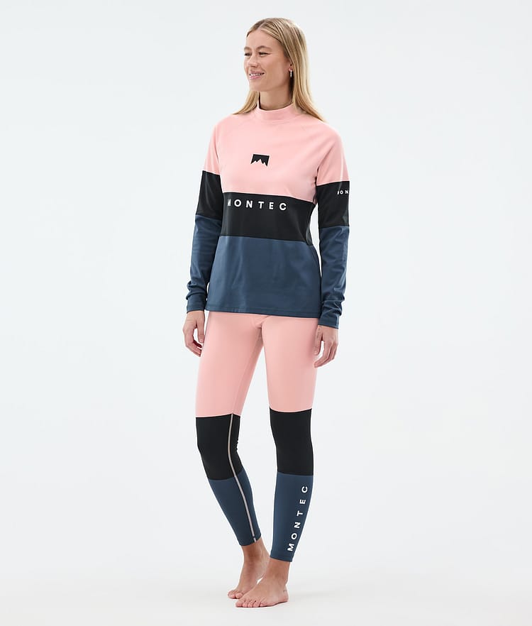 Montec Alpha W Superundertøy overdel Dame Soft Pink/Black/Metal Blue, Bilde 3 av 5