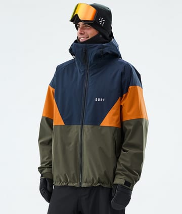 Dope Spartan Snowboardjakke Sport Dark Blue/Burned Orange/Olive Green