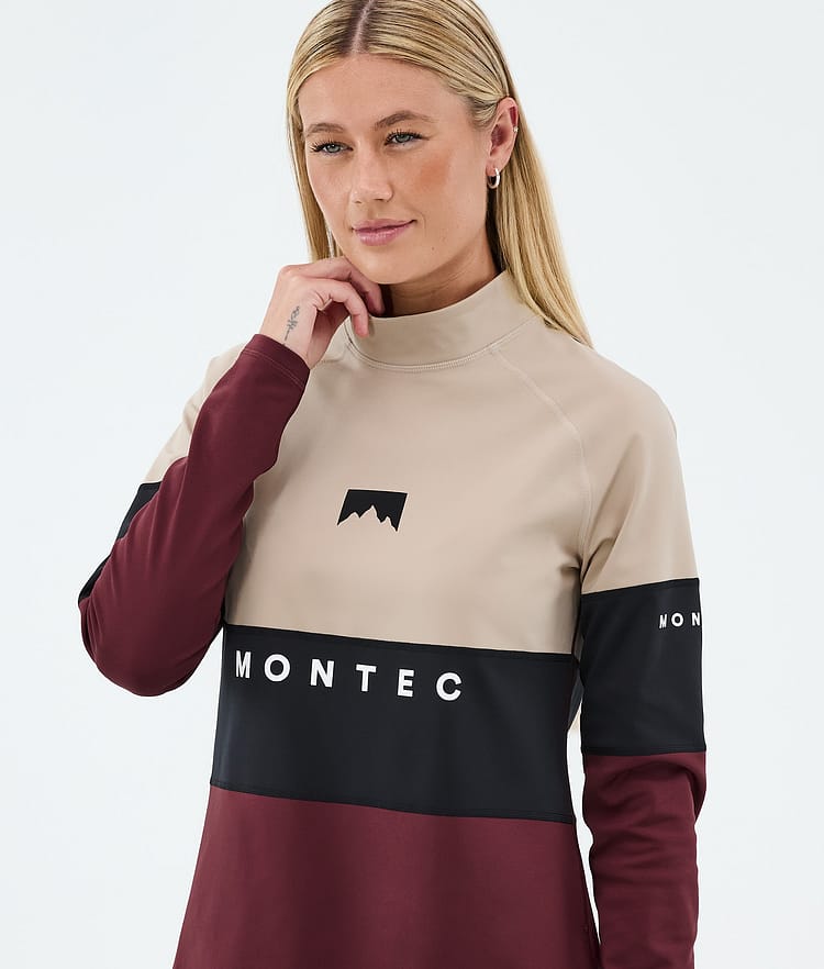 Montec Alpha W Superundertøy overdel Dame Sand/Black/Burgundy, Image 2 of 5