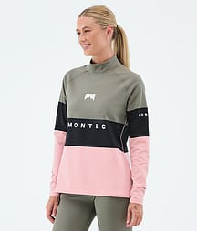 Montec Alpha W Superundertøy overdel Dame Greenish/Black/Soft Pink