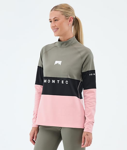 Montec Alpha W Superundertøy overdel Dame Greenish/Black/Soft Pink